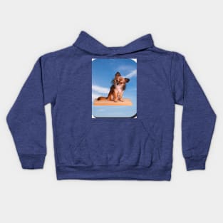 Dog on a board Kids Hoodie